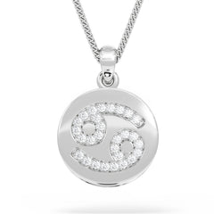 Astrology Cancer 0.07ct Lab Grown Diamond Medallion Pendant Necklace in Sterling Silver