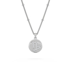 Astrology Capricorn 0.07ct Lab Grown Diamond Medallion Pendant Necklace in Sterling Silver