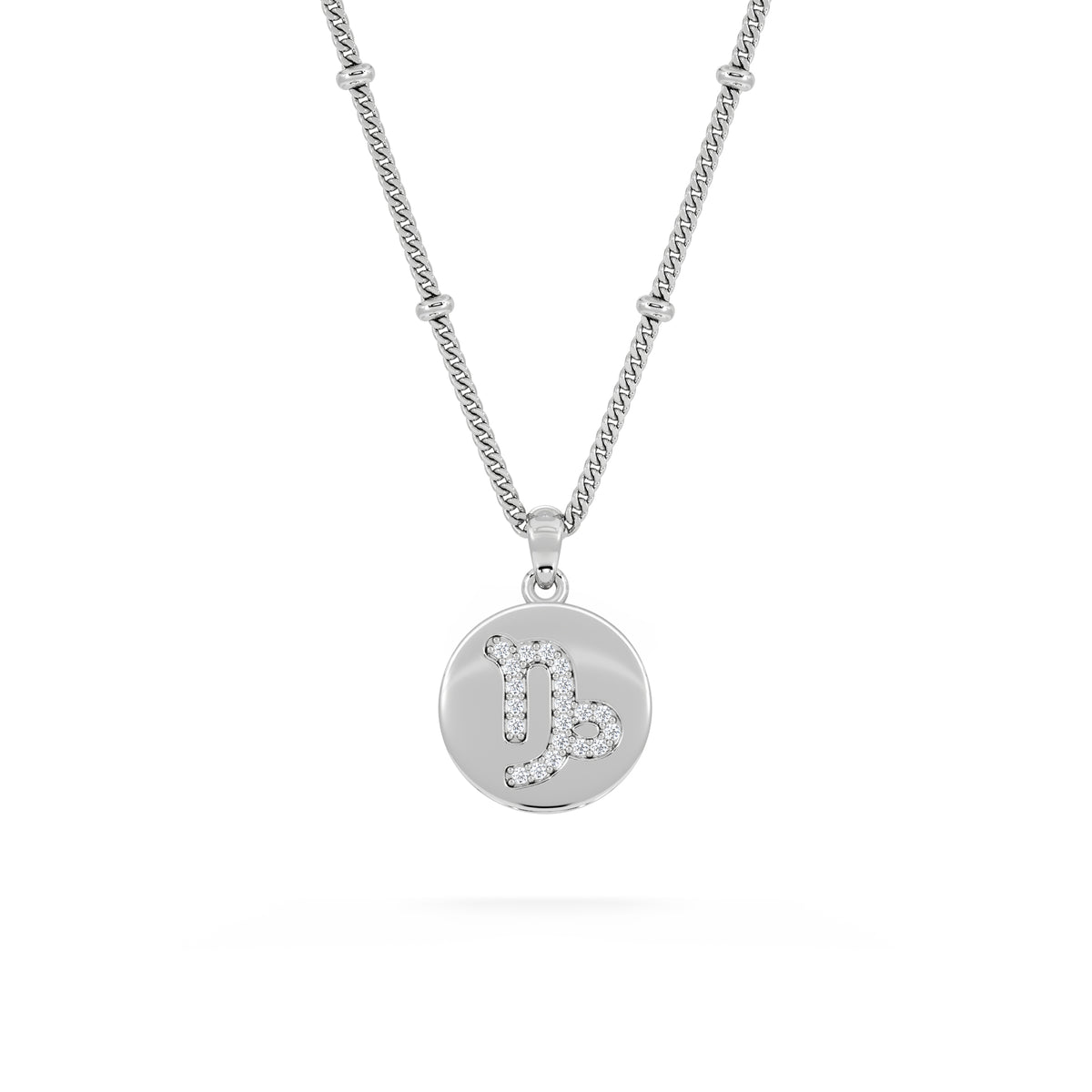 Astrology Capricorn 0.07ct Lab Grown Diamond Medallion Pendant Necklace in Sterling Silver