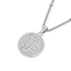 Astrology Capricorn 0.07ct Lab Grown Diamond Medallion Pendant Necklace in Sterling Silver
