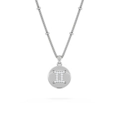 Astrology Gemini 0.07ct Lab Grown Diamond Medallion Pendant Necklace in Sterling Silver