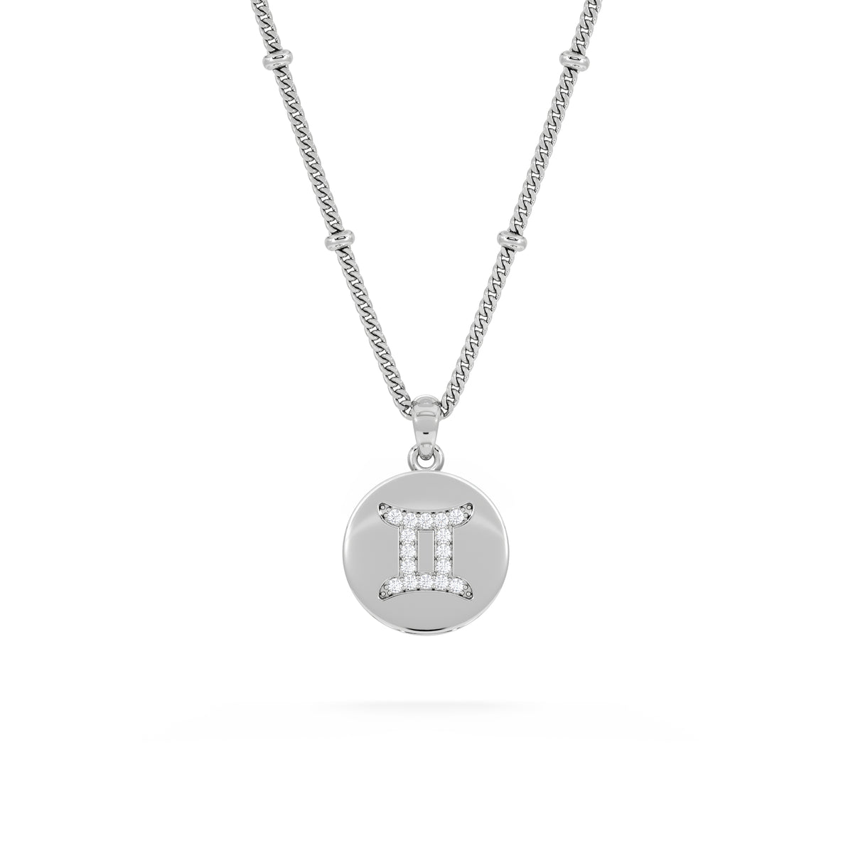 Astrology Gemini 0.07ct Lab Grown Diamond Medallion Pendant Necklace in Sterling Silver