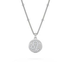Astrology Leo 0.07ct Lab Grown Diamond Medallion Pendant Necklace in Sterling Silver