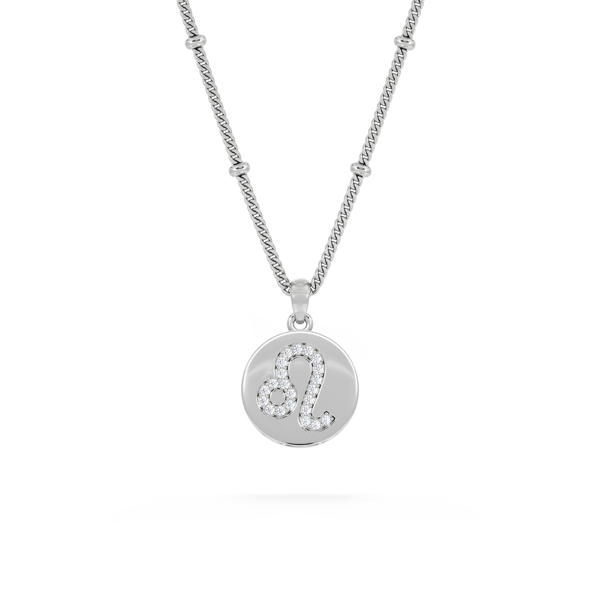 Astrology Leo 0.07ct Lab Grown Diamond Medallion Pendant Necklace in Sterling Silver