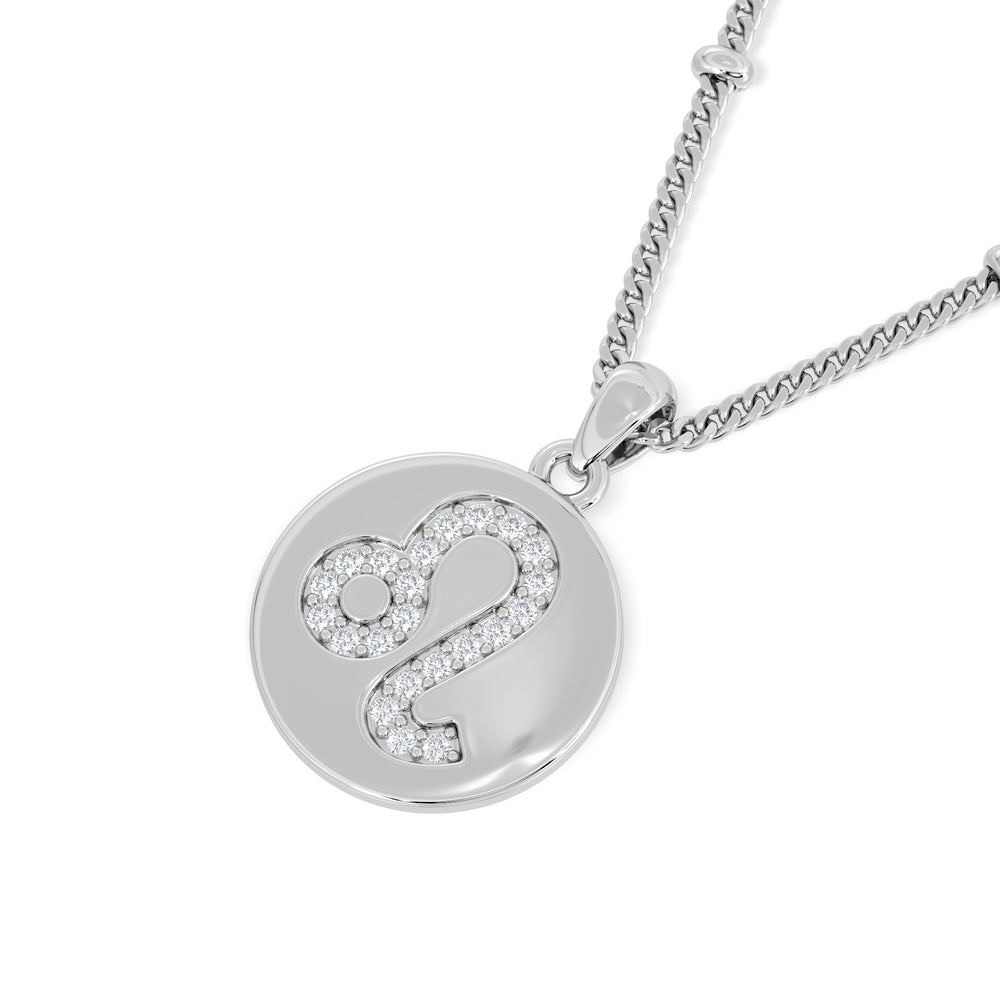 Astrology Leo 0.07ct Lab Grown Diamond Medallion Pendant Necklace in Sterling Silver