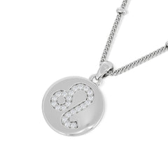 Astrology Leo 0.07ct Lab Grown Diamond Medallion Pendant Necklace in Sterling Silver