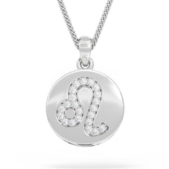 Astrology Leo 0.07ct Lab Grown Diamond Medallion Pendant Necklace in Sterling Silver