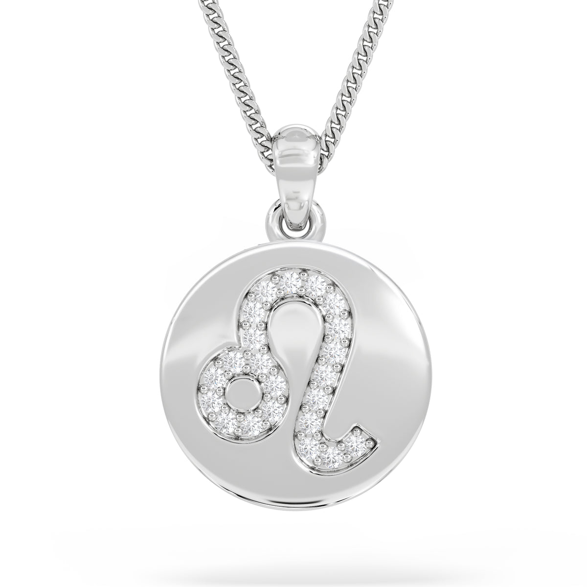 Astrology Leo 0.07ct Lab Grown Diamond Medallion Pendant Necklace in Sterling Silver