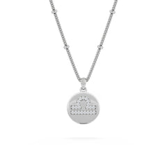 Astrology Libra 0.07ct Lab Grown Diamond Medallion Pendant Necklace in Sterling Silver