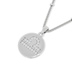 Astrology Libra 0.07ct Lab Grown Diamond Medallion Pendant Necklace in Sterling Silver