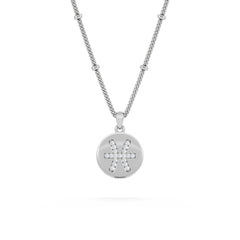 Astrology Pisces 0.07ct Lab Grown Diamond Medallion Pendant Necklace in Sterling Silver