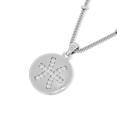 Astrology Pisces 0.07ct Lab Grown Diamond Medallion Pendant Necklace in Sterling Silver