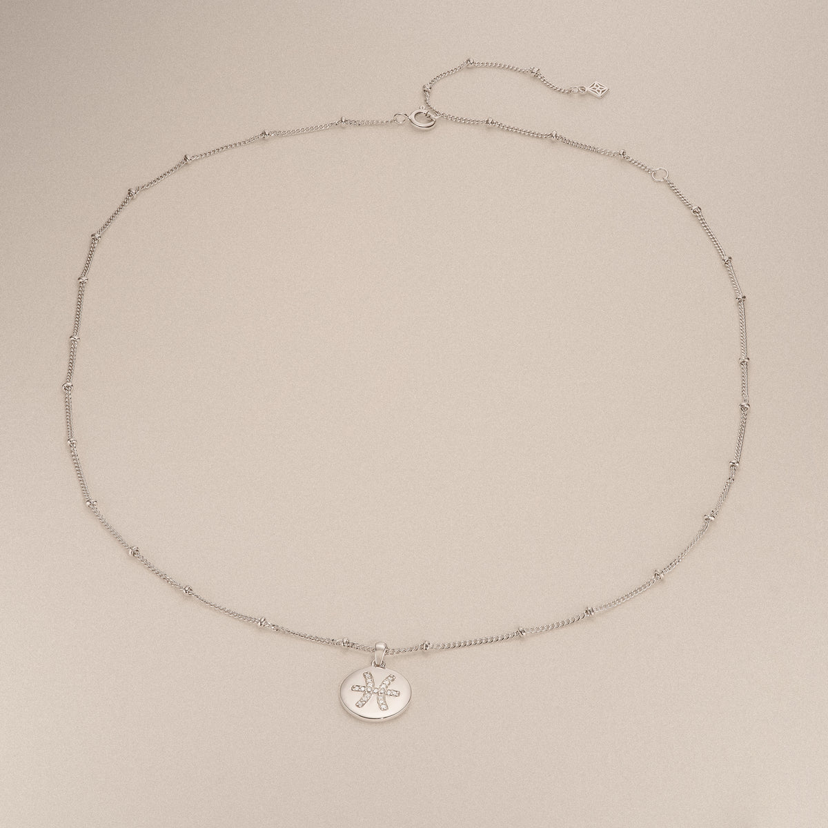 Astrology Pisces 0.07ct Lab Grown Diamond Medallion Pendant Necklace in Sterling Silver
