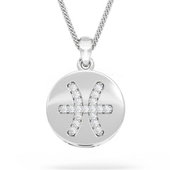 Astrology Pisces 0.07ct Lab Grown Diamond Medallion Pendant Necklace in Sterling Silver