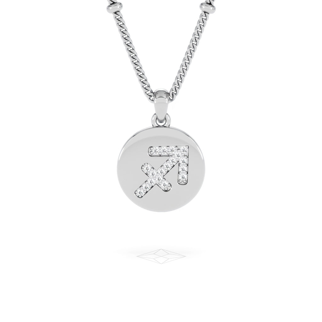 Astrology Sagittarius 0.07ct Lab Grown Diamond Medallion Pendant Necklace in Sterling Silver