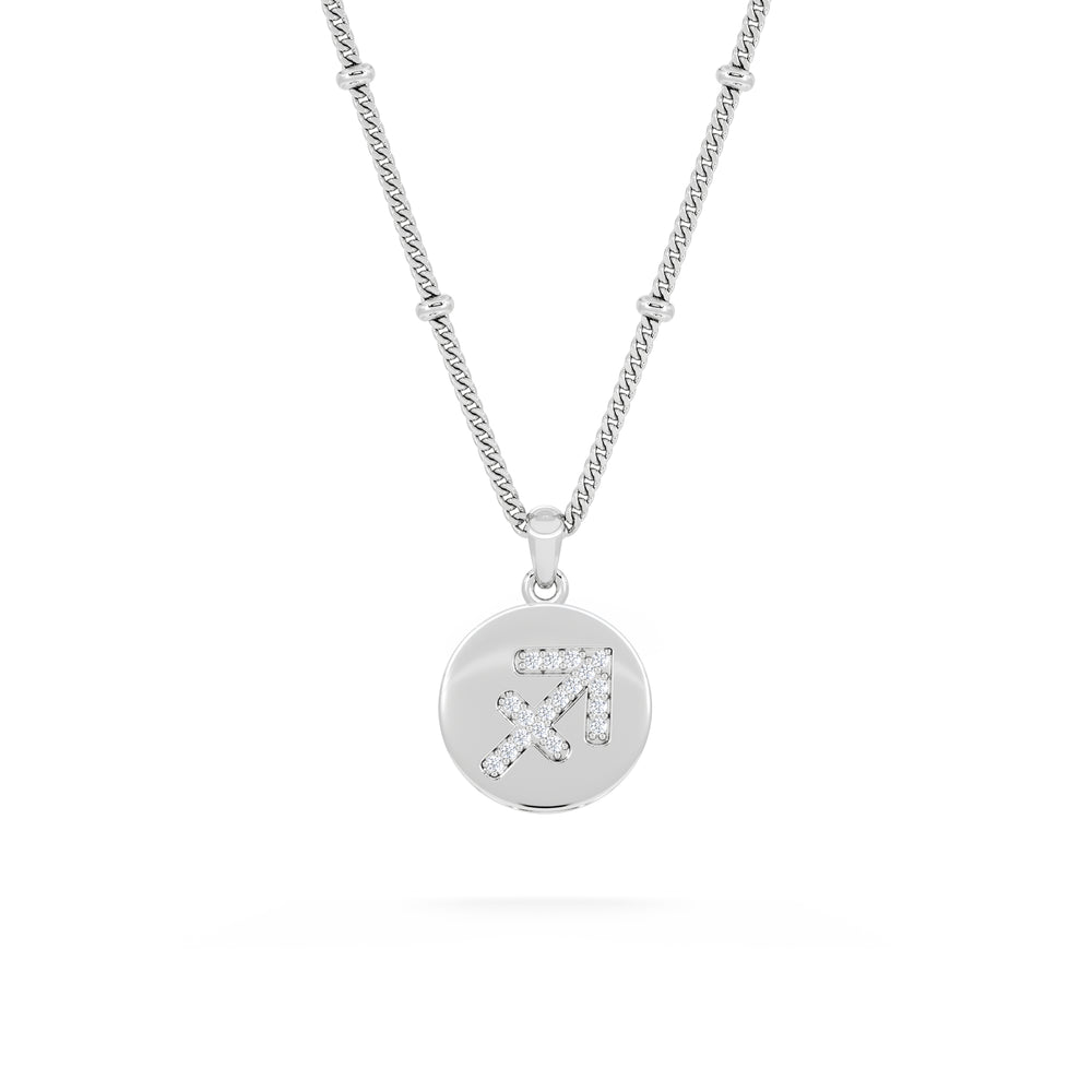 Astrology Sagittarius 0.07ct Lab Grown Diamond Medallion Pendant Necklace in Sterling Silver