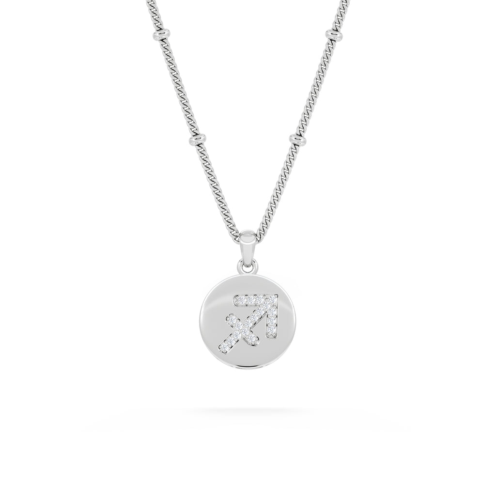 Astrology Sagittarius 0.07ct Lab Grown Diamond Medallion Pendant Necklace in Sterling Silver