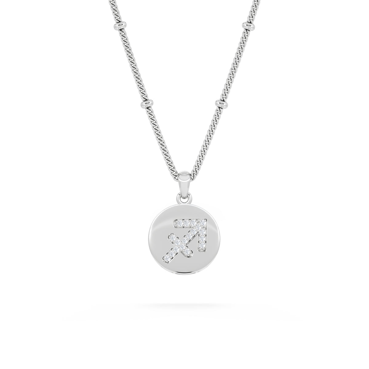 Astrology Sagittarius 0.07ct Lab Grown Diamond Medallion Pendant Necklace in Sterling Silver