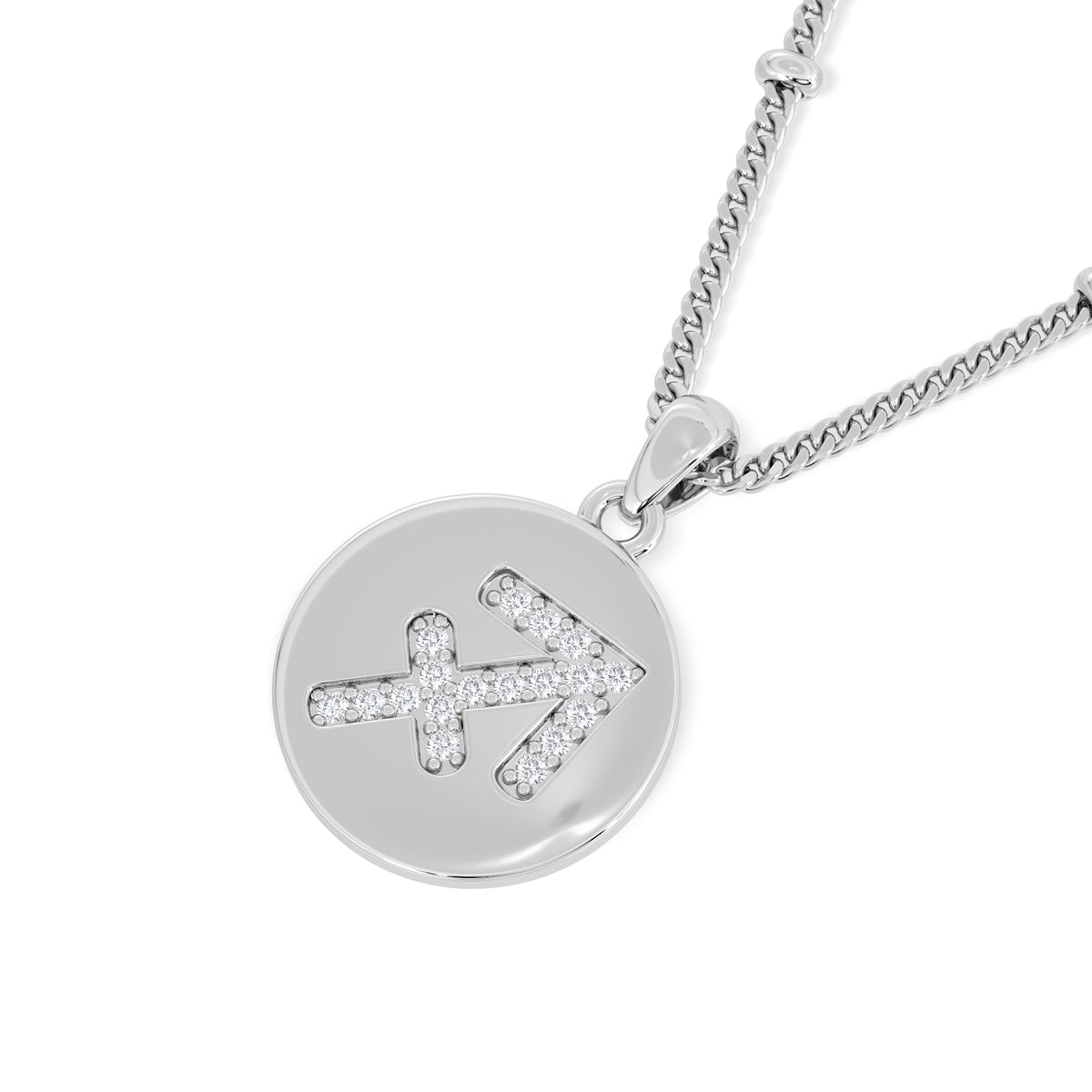 Astrology Sagittarius 0.07ct Lab Grown Diamond Medallion Pendant Necklace in Sterling Silver