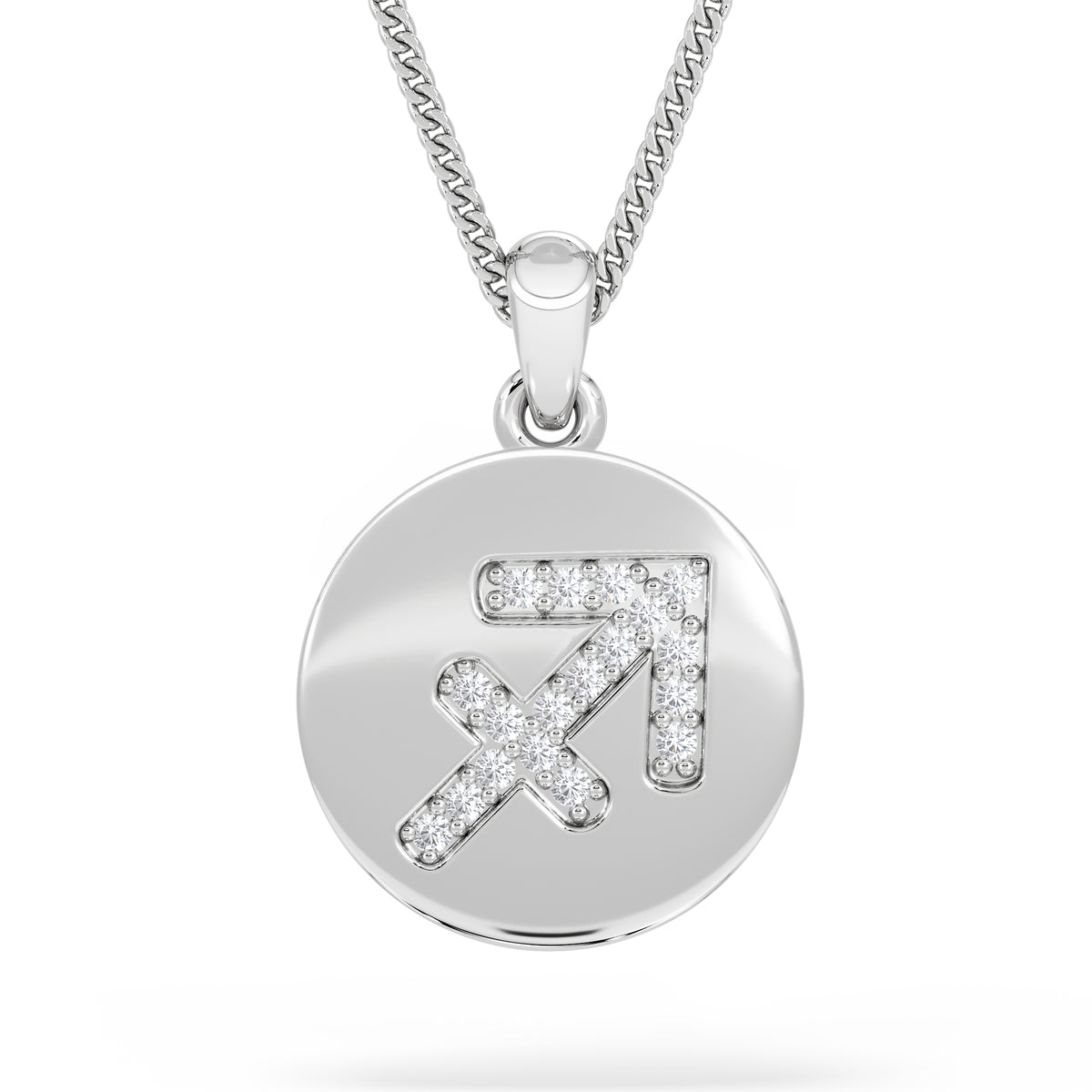 Astrology Sagittarius 0.07ct Lab Grown Diamond Medallion Pendant Necklace in Sterling Silver