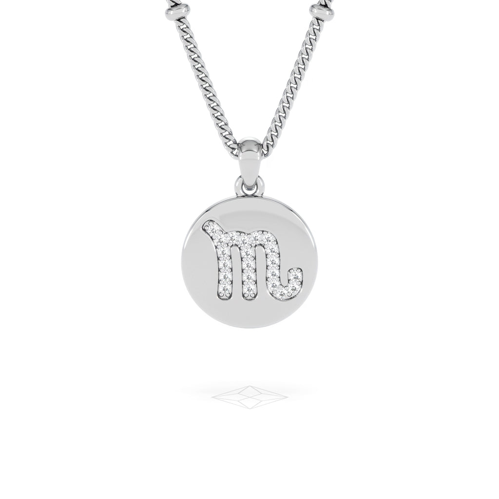 Astrology Scorpio 0.07ct Lab Grown Diamond Medallion Pendant Necklace in Sterling Silver