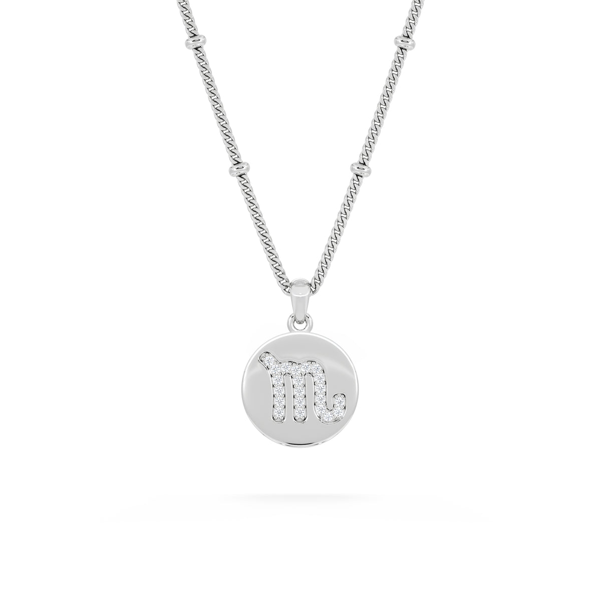 Astrology Scorpio 0.07ct Lab Grown Diamond Medallion Pendant Necklace in Sterling Silver