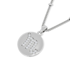Astrology Scorpio 0.07ct Lab Grown Diamond Medallion Pendant Necklace in Sterling Silver