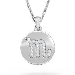 Astrology Scorpio 0.07ct Lab Grown Diamond Medallion Pendant Necklace in Sterling Silver