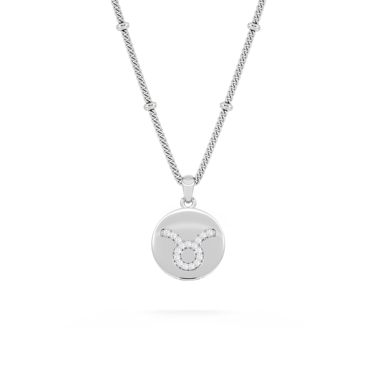 Astrology Taurus 0.07ct Lab Grown Diamond Medallion Pendant Necklace in Sterling Silver