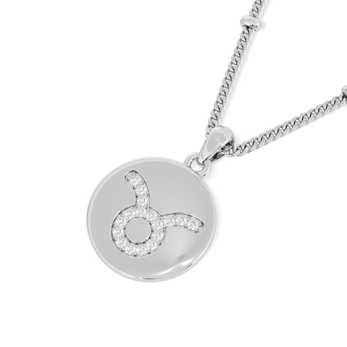 Astrology Taurus 0.07ct Lab Grown Diamond Medallion Pendant Necklace in Sterling Silver