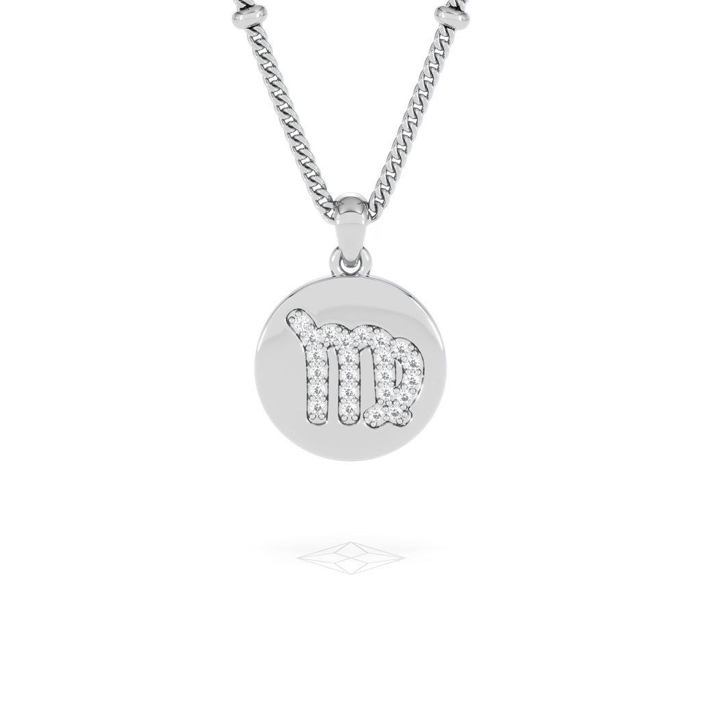 Astrology Virgo 0.07ct Lab Grown Diamond Medallion Pendant Necklace in Sterling Silver