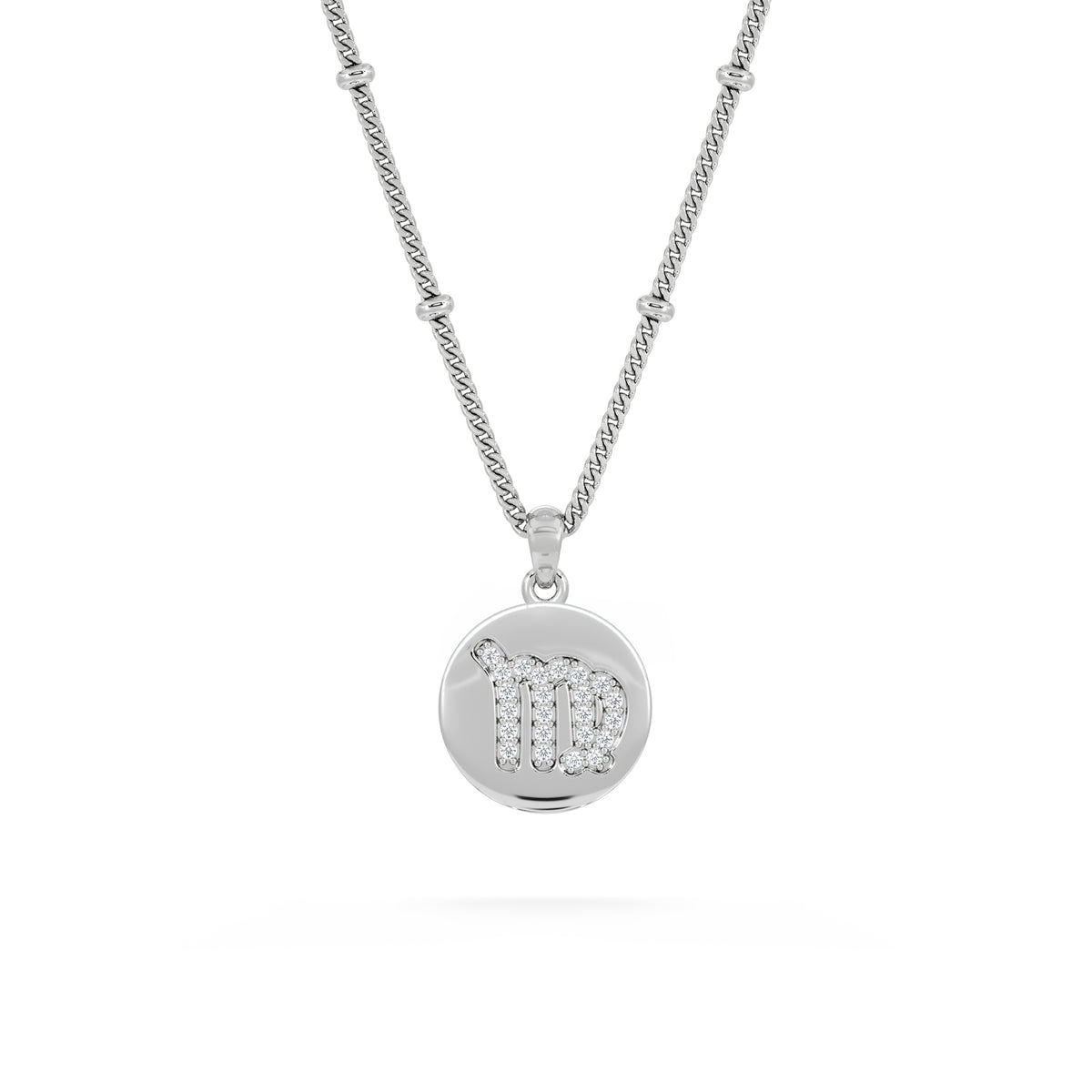 Astrology Virgo 0.07ct Lab Grown Diamond Medallion Pendant Necklace in Sterling Silver