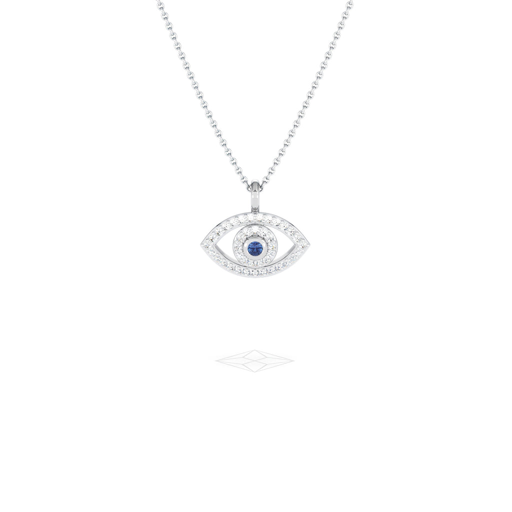 Evil Eye 0.21ct Sapphire and Lab Diamond Pendant Necklace in in Sterling Silver