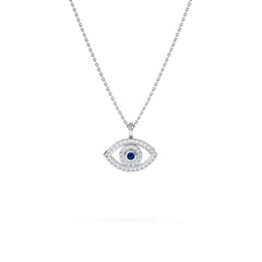 Evil Eye 0.21ct Sapphire and Lab Diamond Pendant Necklace in in Sterling Silver