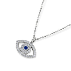 Evil Eye 0.21ct Sapphire and Lab Diamond Pendant Necklace in in Sterling Silver