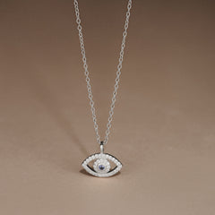 Evil Eye 0.21ct Sapphire and Lab Diamond Pendant Necklace in in Sterling Silver