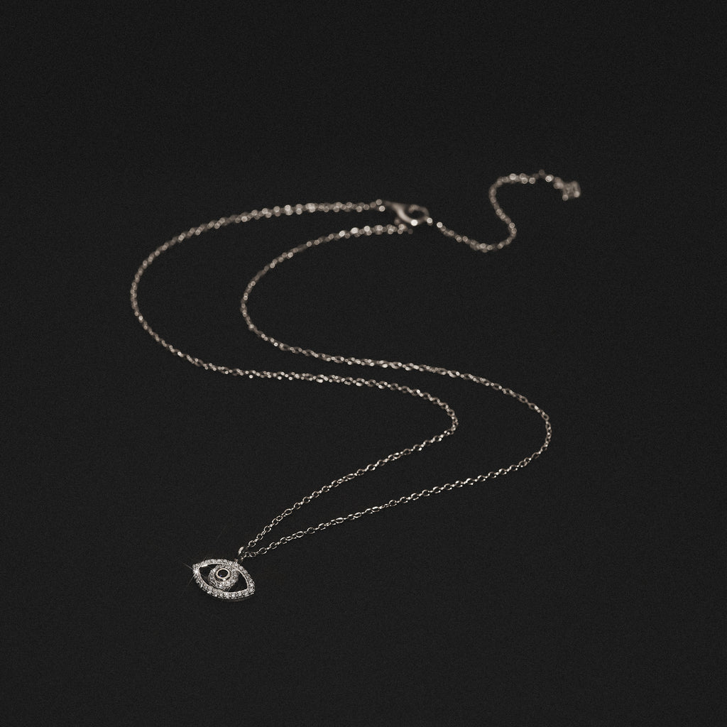Evil Eye 0.21ct Sapphire and Lab Diamond Pendant Necklace in in Sterling Silver