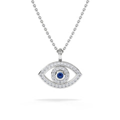 Evil Eye 0.21ct Sapphire and Lab Diamond Pendant Necklace in in Sterling Silver