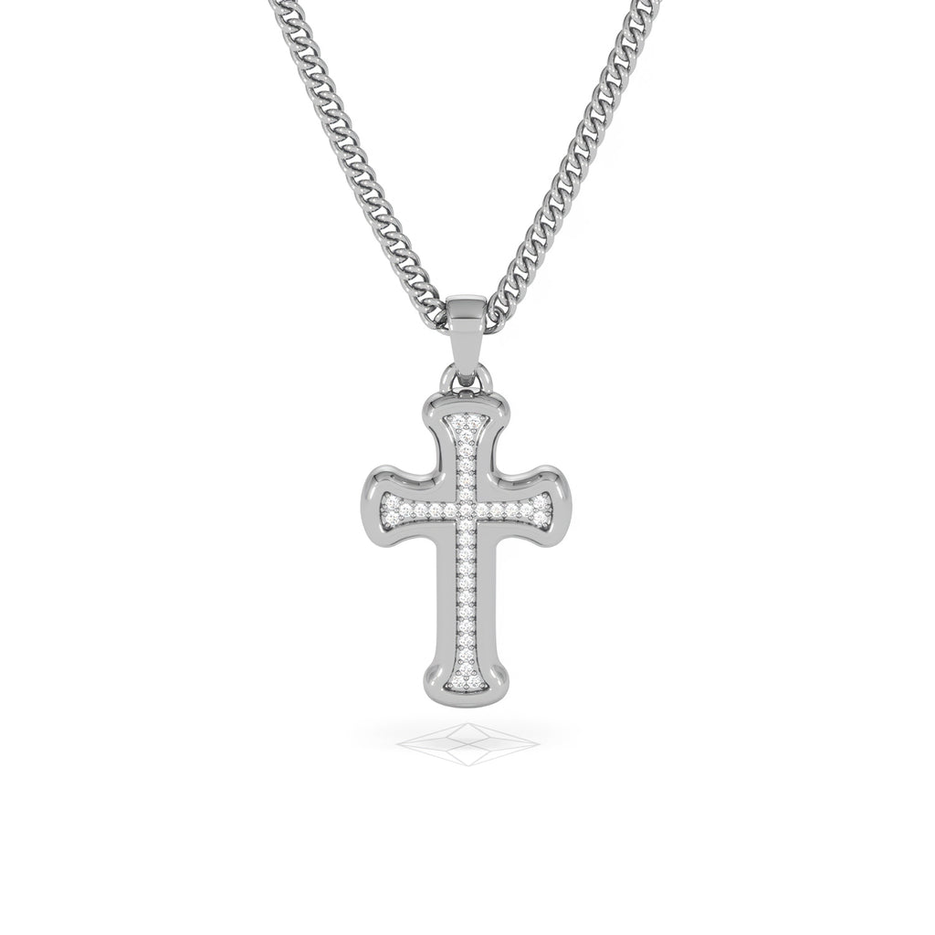 Men’s 0.15ct Lab Grown Diamond Cross Pendant Necklace in Sterling Silver