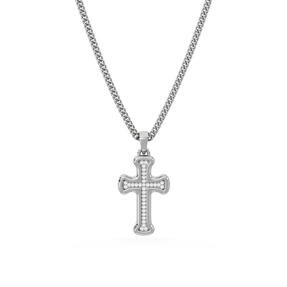 Men’s 0.15ct Lab Grown Diamond Cross Pendant Necklace in Sterling Silver