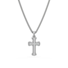 Men’s 0.15ct Lab Grown Diamond Cross Pendant Necklace in Sterling Silver
