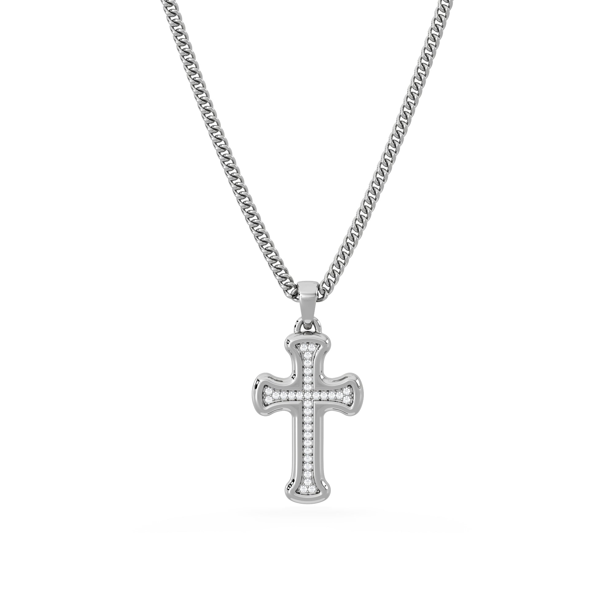 Men’s 0.15ct Lab Grown Diamond Cross Pendant Necklace in Sterling Silver