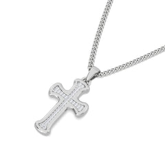 Men’s 0.15ct Lab Grown Diamond Cross Pendant Necklace in Sterling Silver