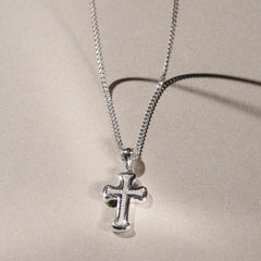 Men’s 0.15ct Lab Grown Diamond Cross Pendant Necklace in Sterling Silver