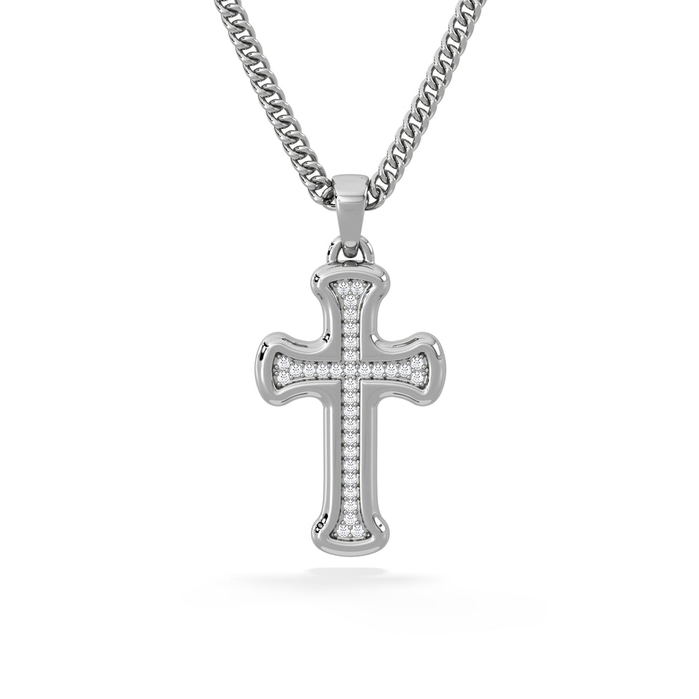 Men’s 0.15ct Lab Grown Diamond Cross Pendant Necklace in Sterling Silver