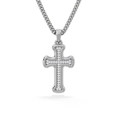 Men’s 0.15ct Lab Grown Diamond Cross Pendant Necklace in Sterling Silver