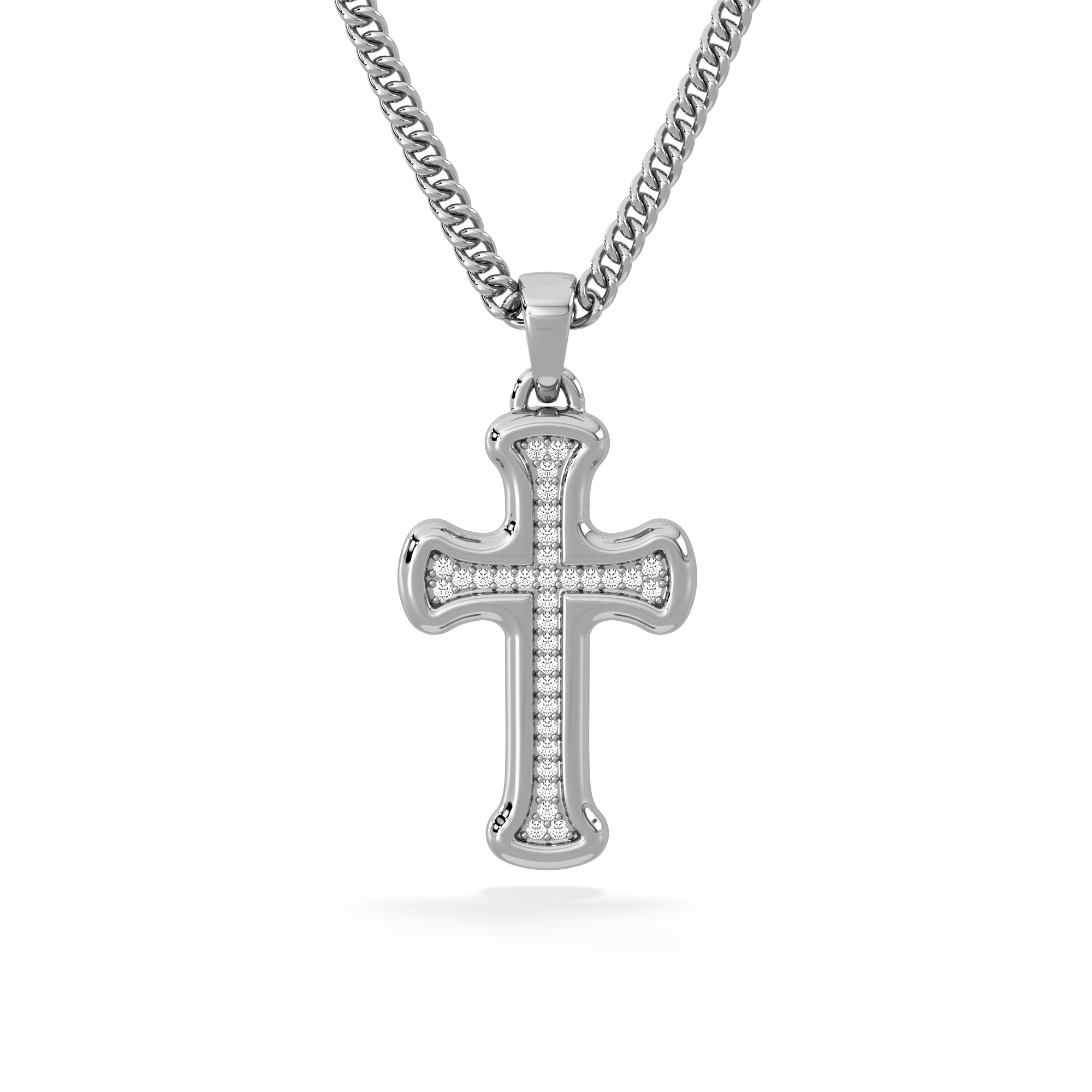 Men’s 0.15ct Lab Grown Diamond Cross Pendant Necklace in Sterling Silver