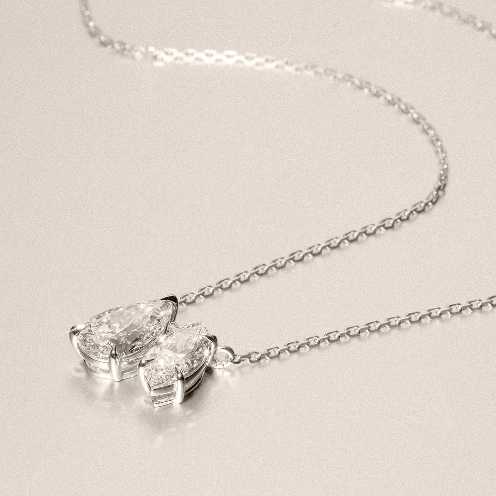 Toi Et Moi 3.00ct Pear and Marquise Cut Lab Diamond 2 Stone Necklace in 18k White Gold