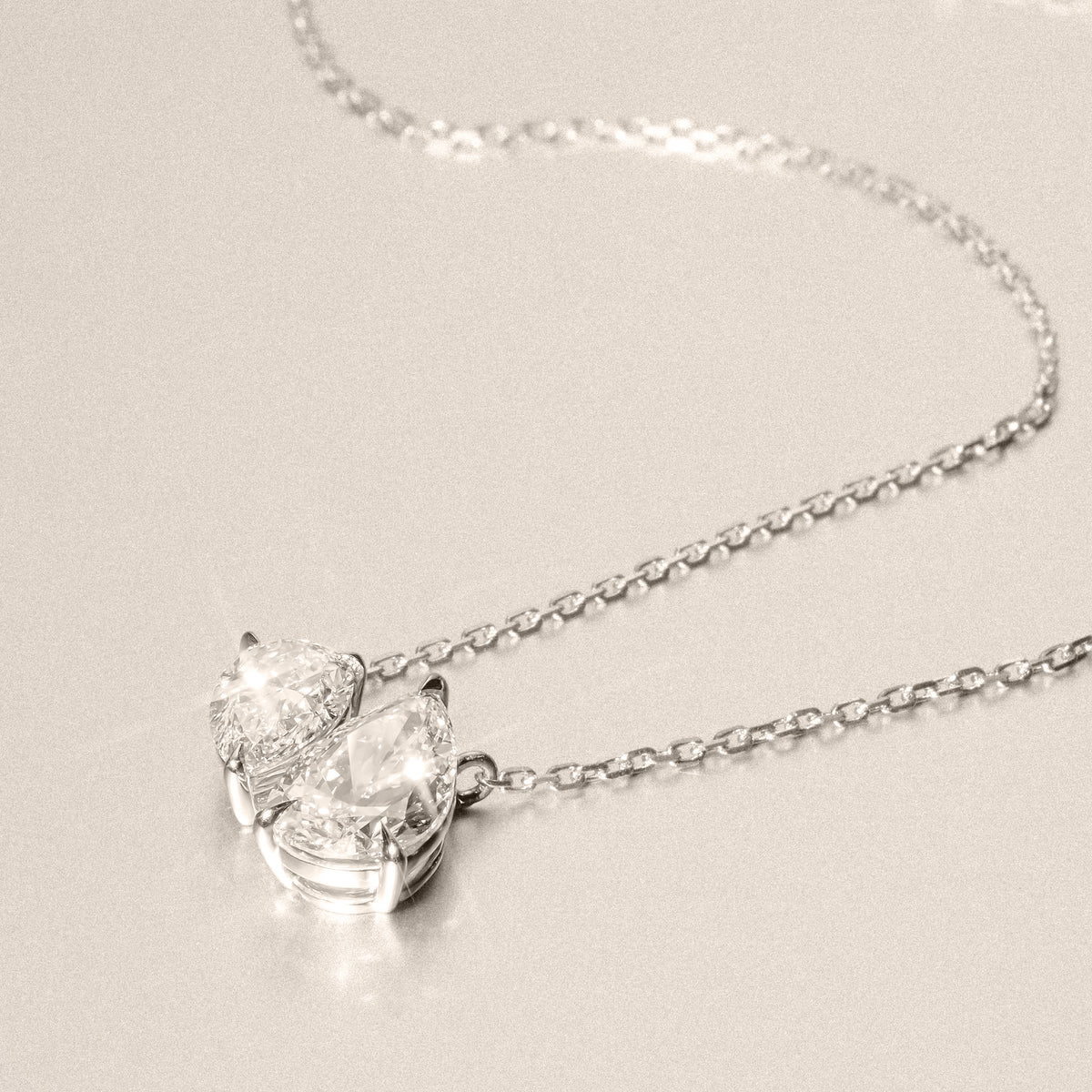 Toi Et Moi 3.00ct Pear Cut Lab Diamond 2 Stone Necklace in 18K White Gold
