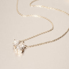 Toi Et Moi 3.00ct Pear Cut Lab Diamond 2 Stone Necklace in 18K Yellow Gold